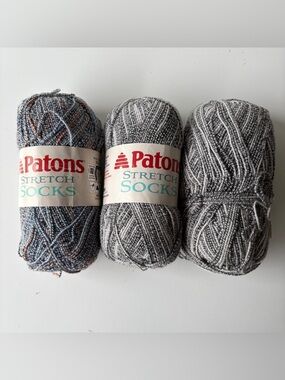 Patons STRETCH SOCKS Yarn 41% Cotton 39% Wool 50gr/239yds Lot Of 3 Mix